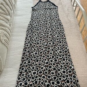 Diane Von Furstenberg Black and White Patterned Midi Dress